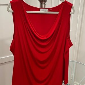 Calvin Klein Vibrant Red Drape Blouse